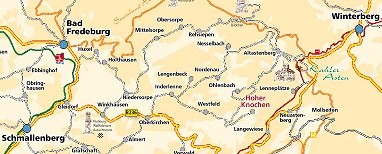 Berghotel Hoher Knochen: Anfahrtskarte